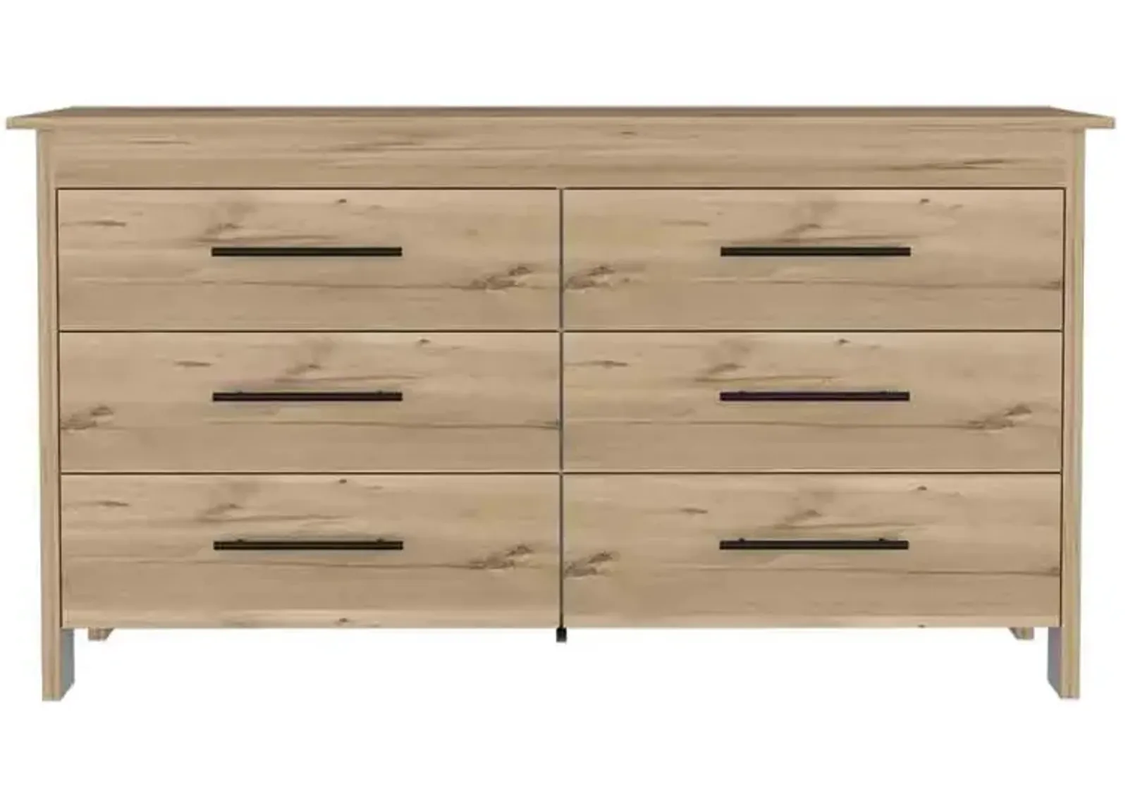 6 Drawer Double Dresser Wezz, Bedroom, Light Oak / White