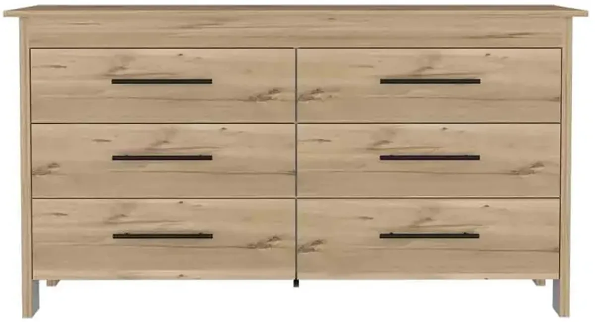 6 Drawer Double Dresser Wezz, Bedroom, Light Oak / White