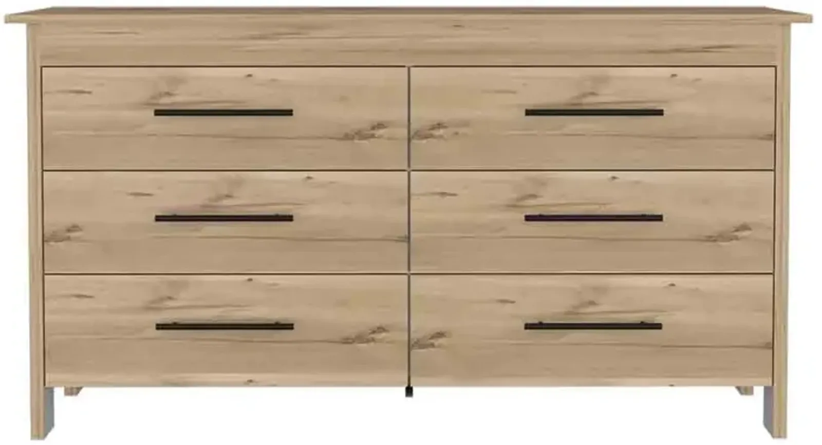 6 Drawer Double Dresser Wezz, Bedroom, Light Oak / White