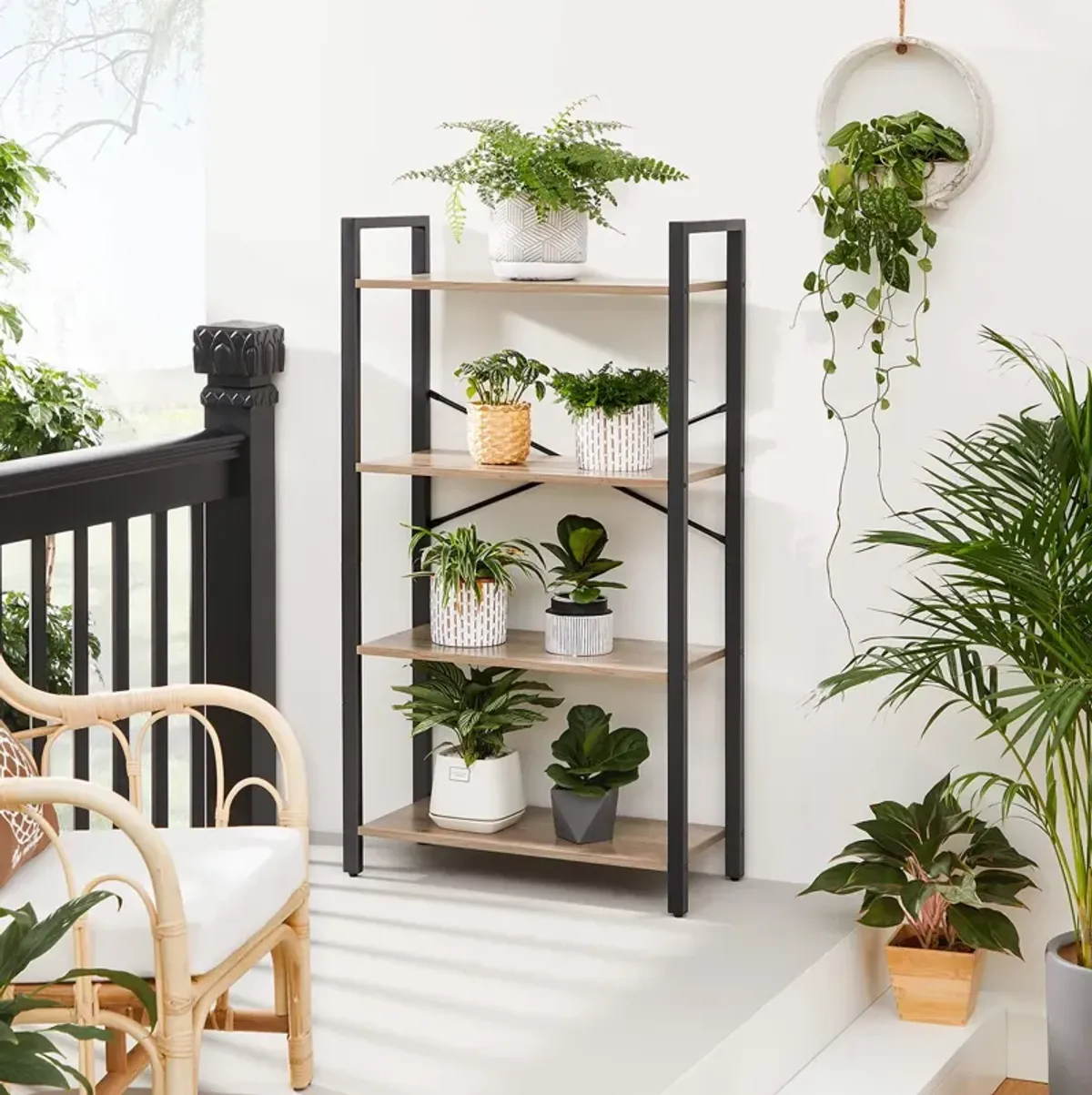 Elegant 4-Tier Bookshelf: Standing Unit for Stylish Living Room Storage