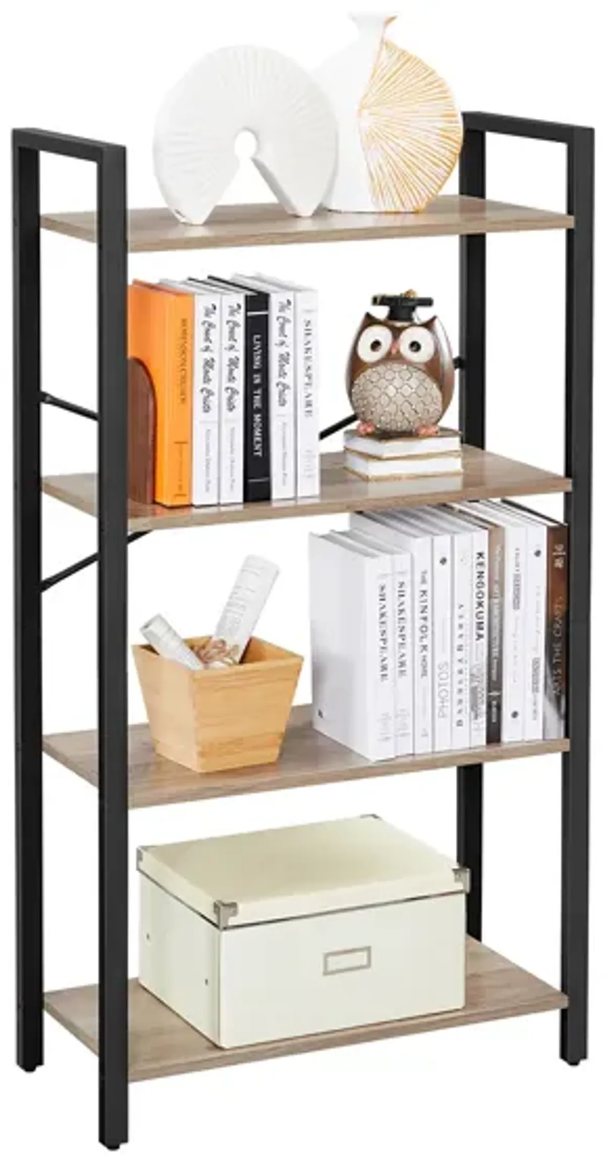 Elegant 4-Tier Bookshelf: Standing Unit for Stylish Living Room Storage