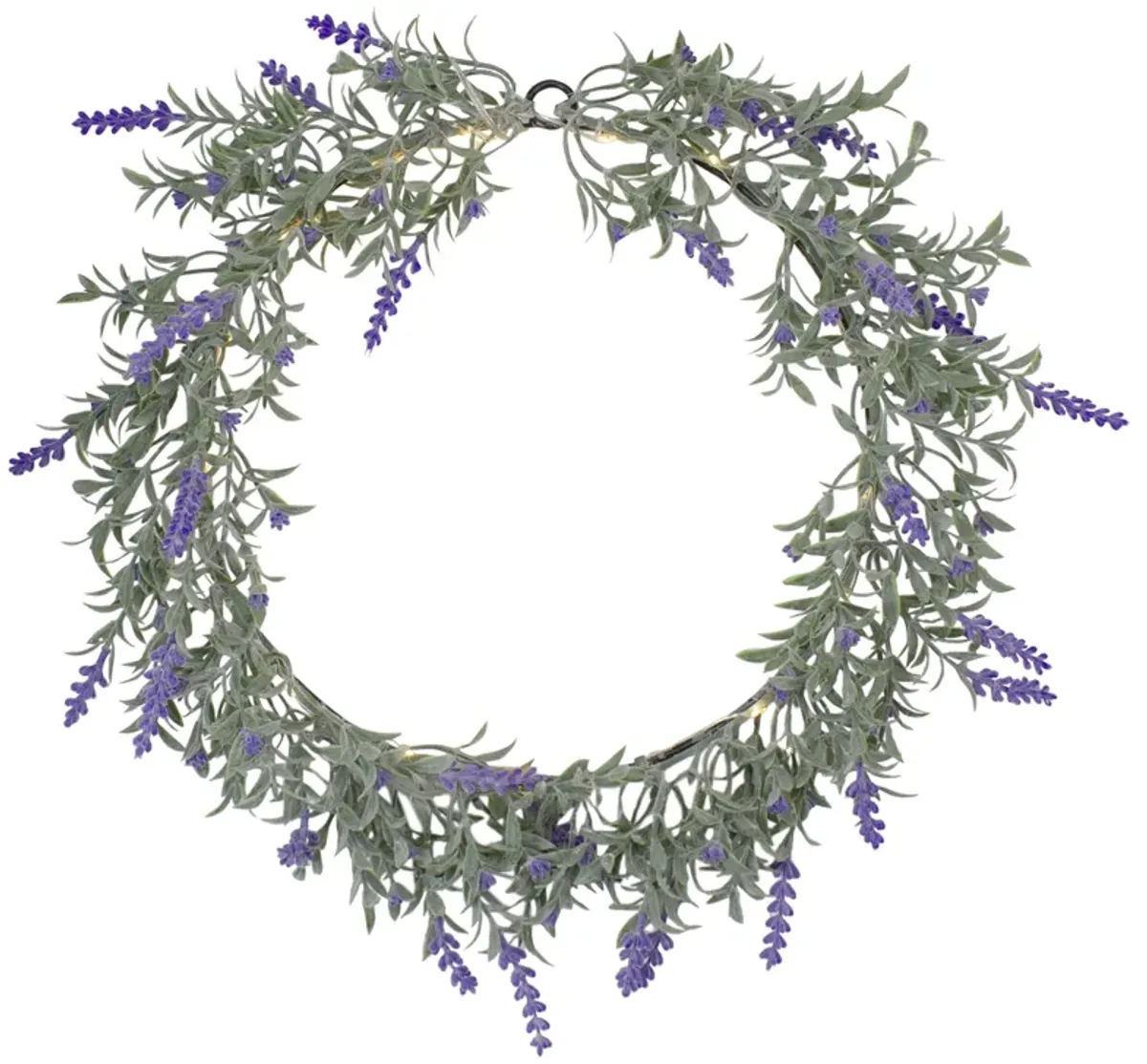 Pre-Lit Battery Operated Purple Lavender Spring Wreath- 16" - White LED Lights