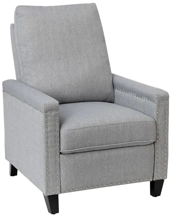 Flash Furniture Carson Transitional Style Push Back Recliner Chair - Light Gray Fabric Upholstery - Accent Nail Trim - Pillow Back Recliner