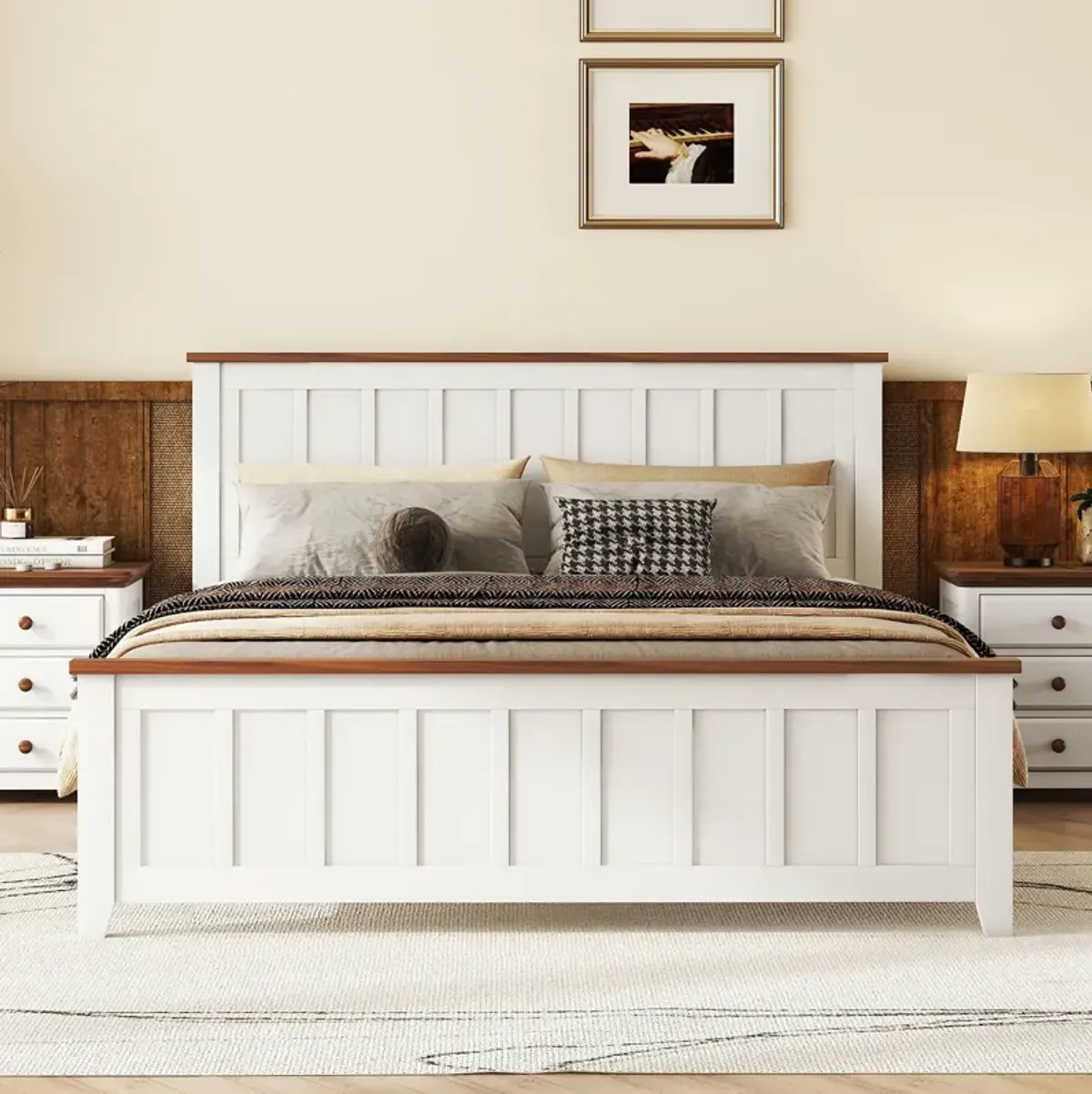 Merax Simple Style Platform Bed  with Wooden Slat Support