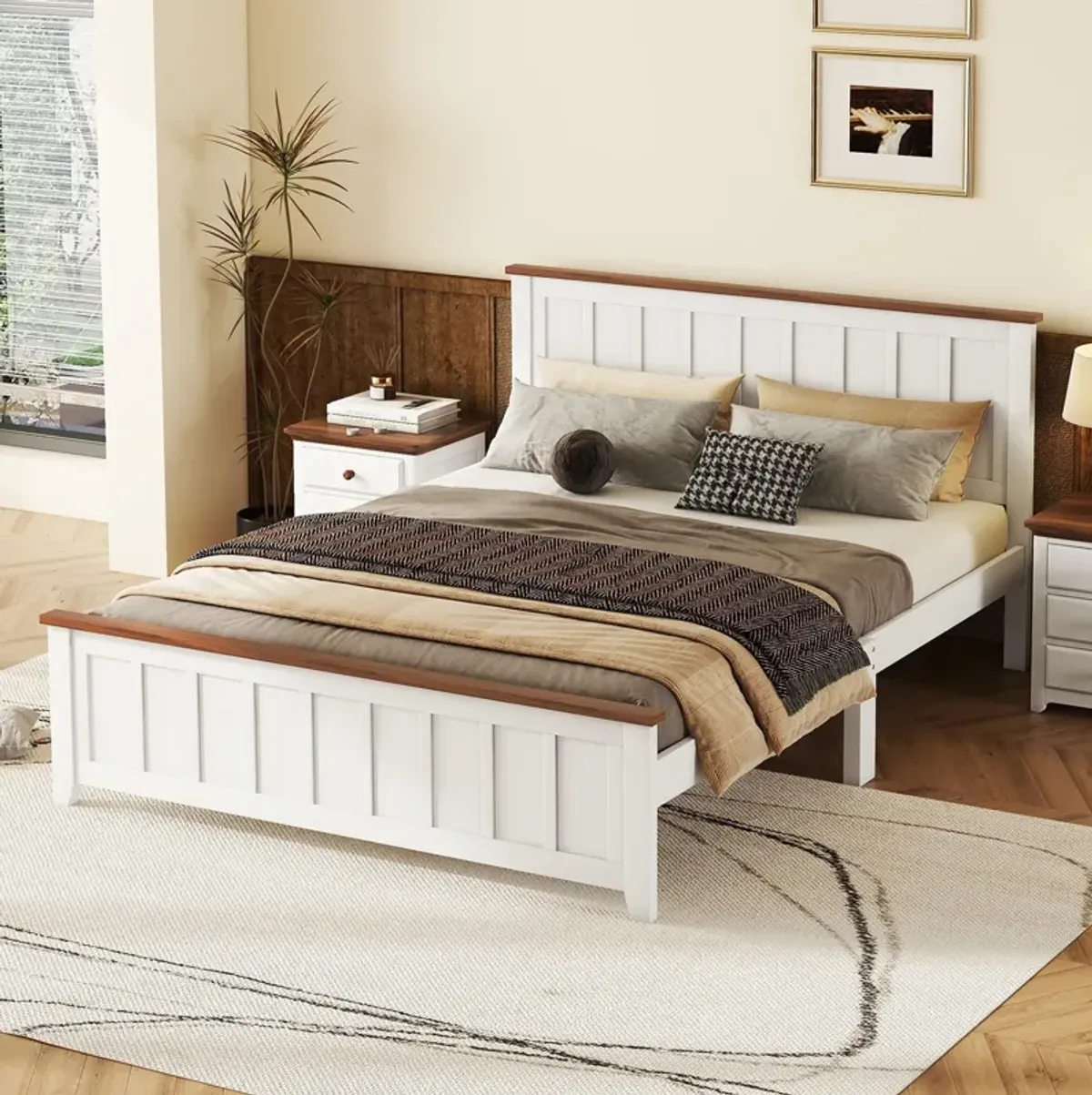 Merax Simple Style Platform Bed  with Wooden Slat Support