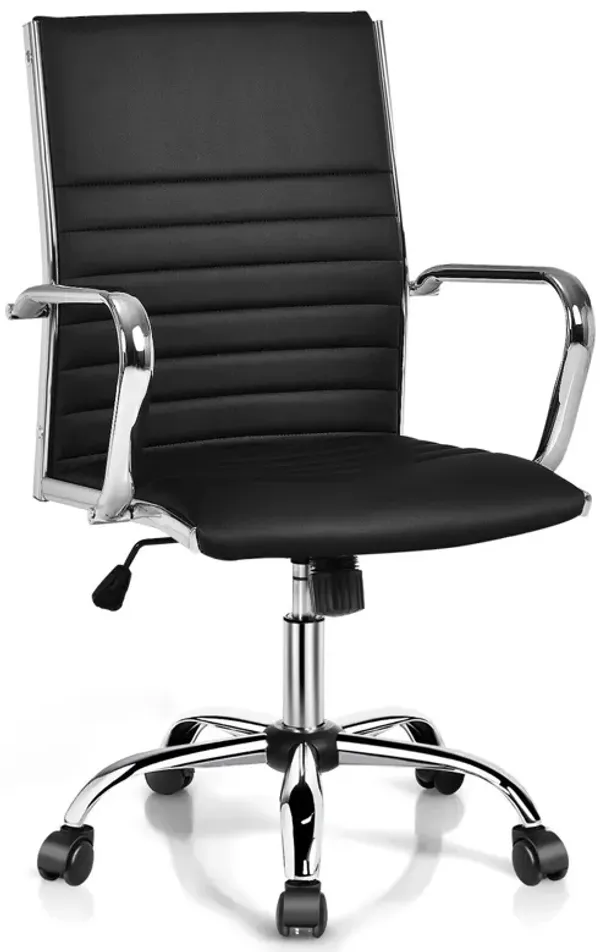 Costway PU Leather Office Chair High Back Conference Task Chair w/Armrests Black