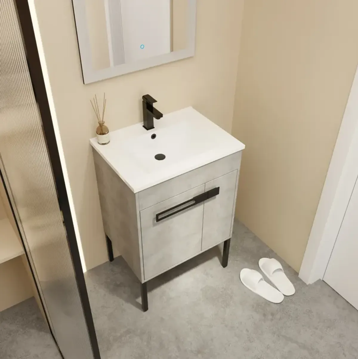 24" Bathroom Vanity, Freestanding or Floating Optional