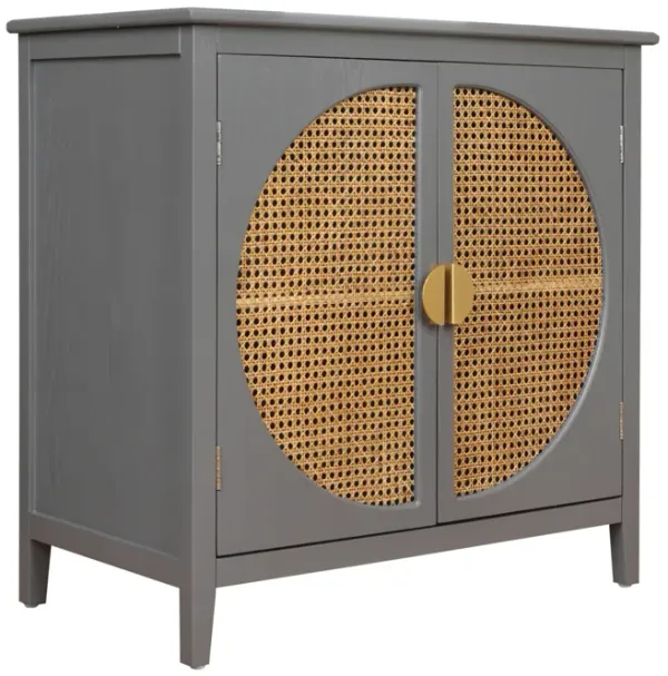 Natural rattan 2-door cabinet with semicircular design for versatile use in any room