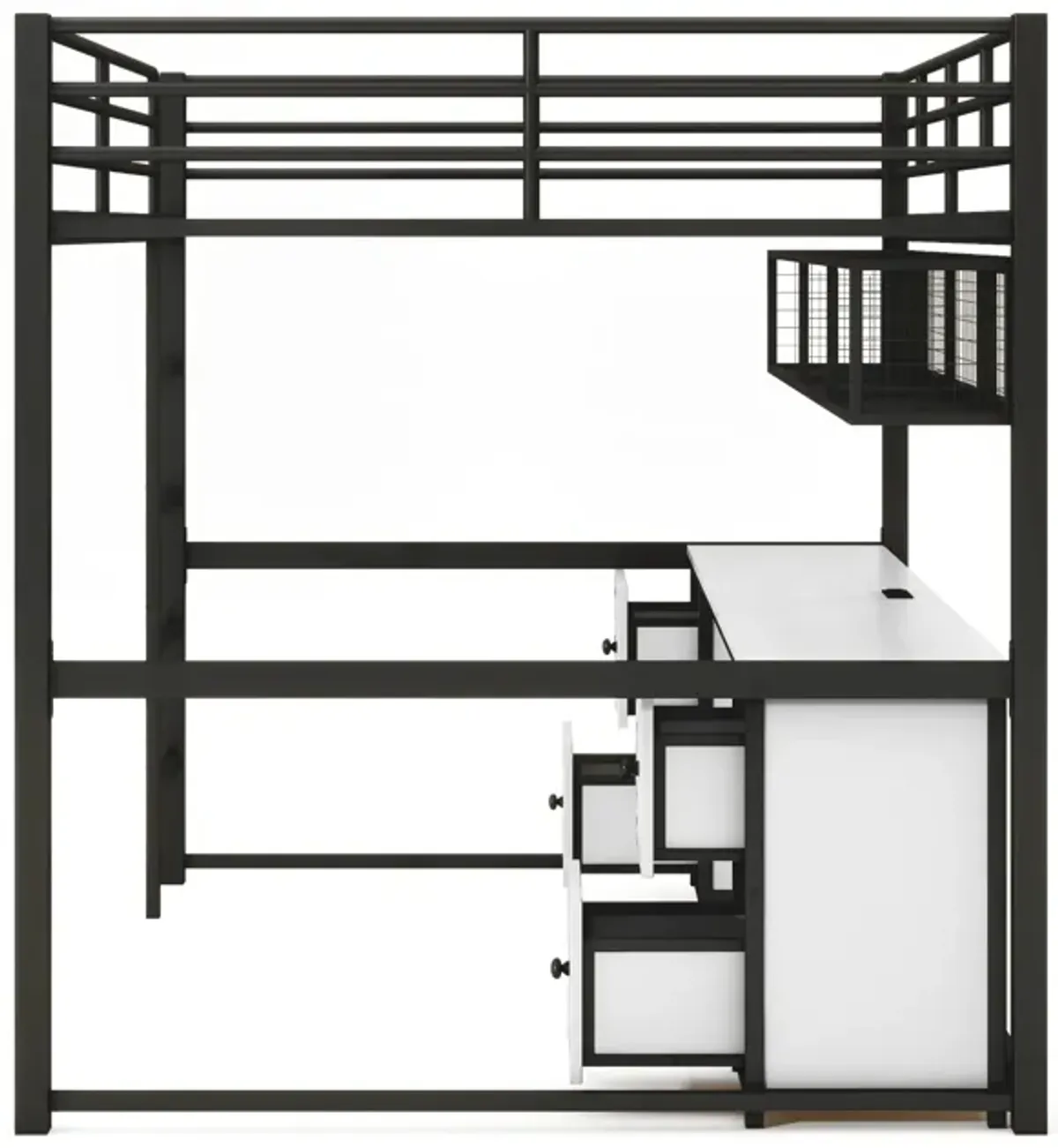 Merax Industrial Metal Loft Bed with Desk