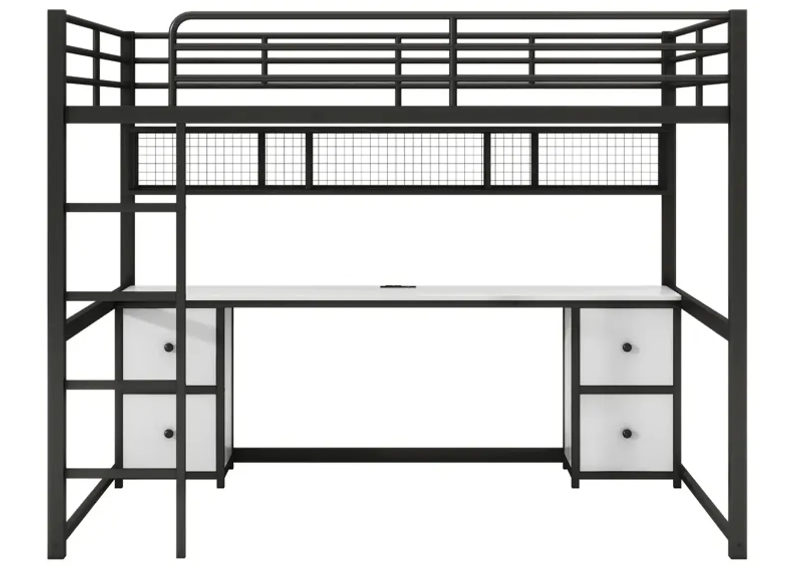 Merax Industrial Metal Loft Bed with Desk