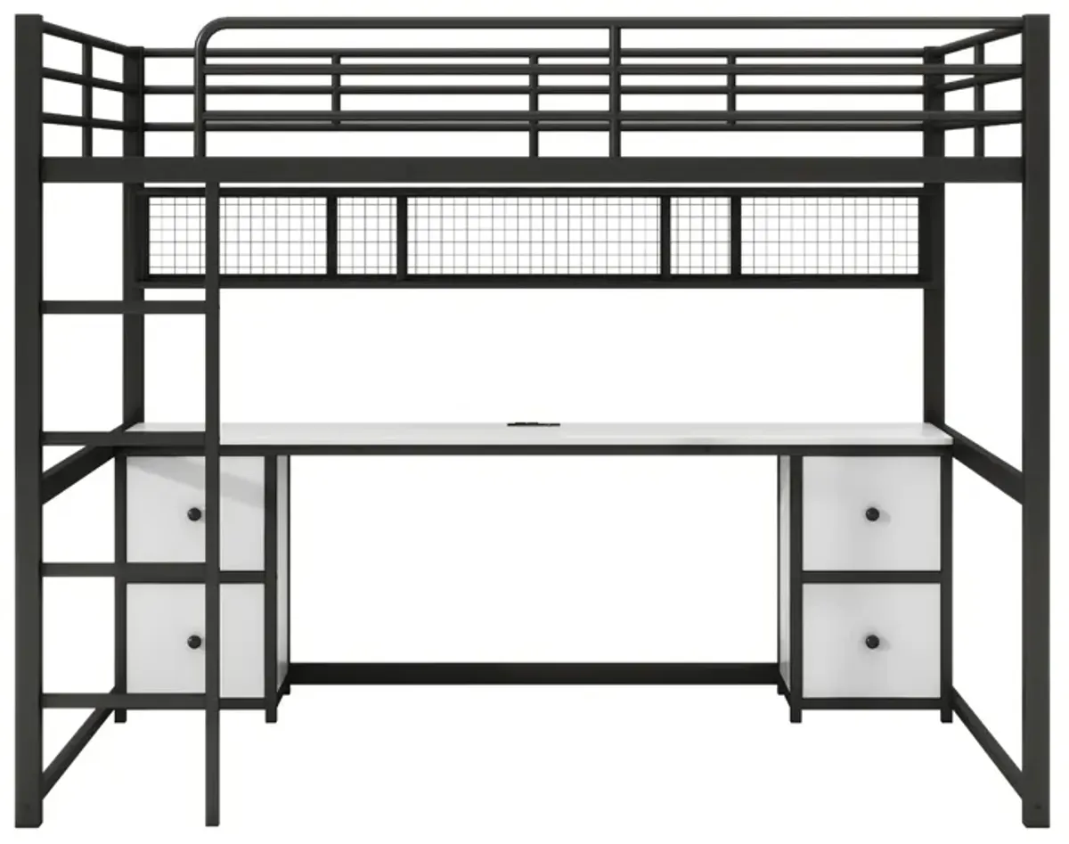 Merax Industrial Metal Loft Bed with Desk