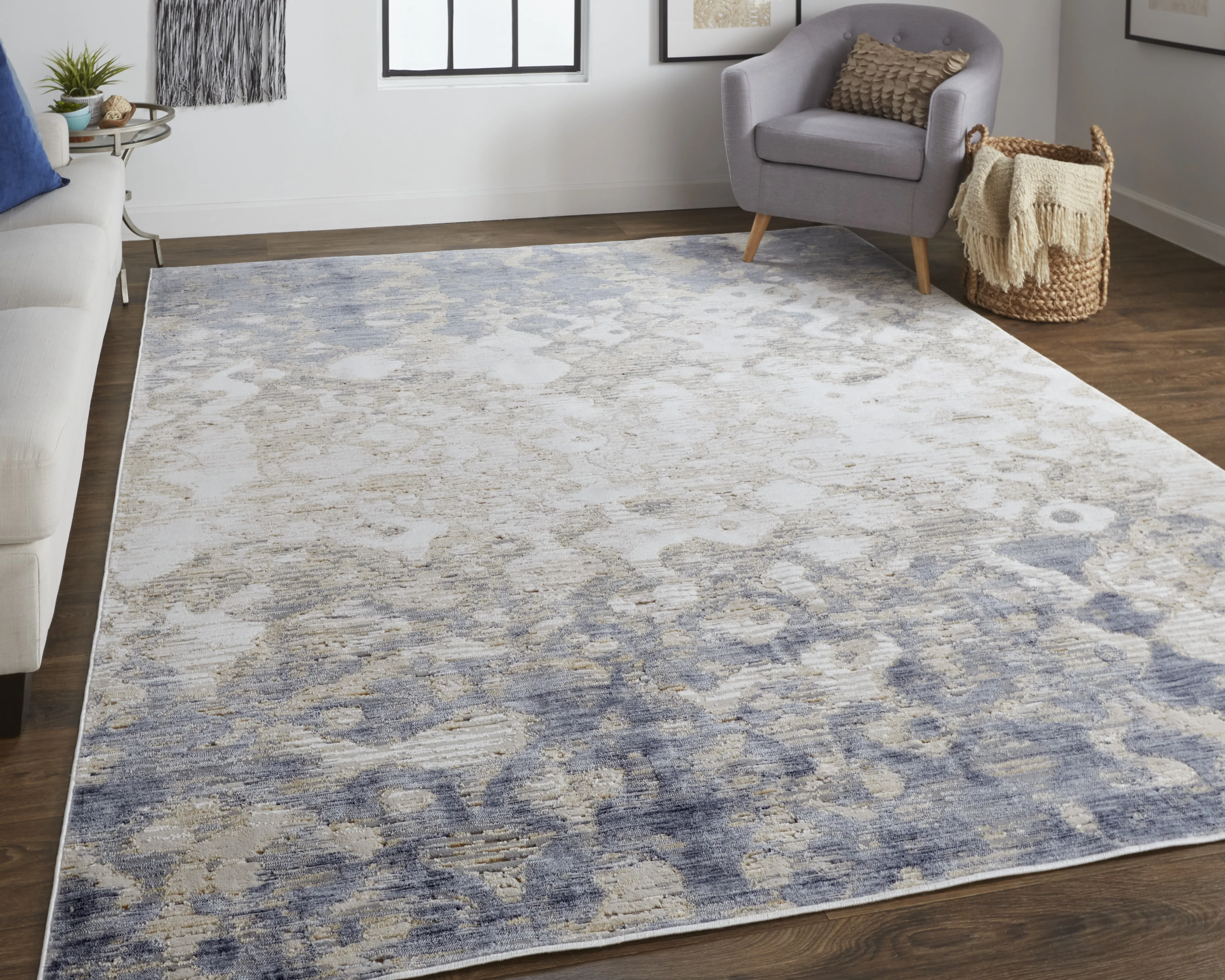 Laina 39G7F Tan/Ivory/Blue 3' x 12' Rug