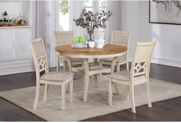 New Classic Furniture Furniture Mitchell Solid Wood 5Pc Dining Set in White/Brown Bisque