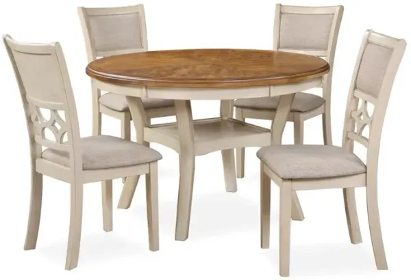 New Classic Furniture Furniture Mitchell Solid Wood 5Pc Dining Set in White/Brown Bisque