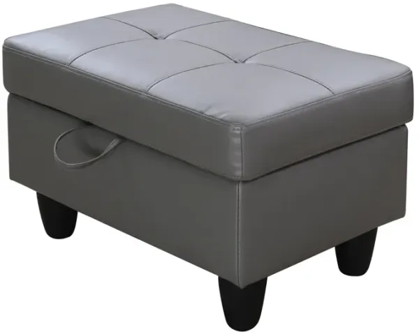 28.5 in. W Faux Leather Rectangle Ottoman with Storage