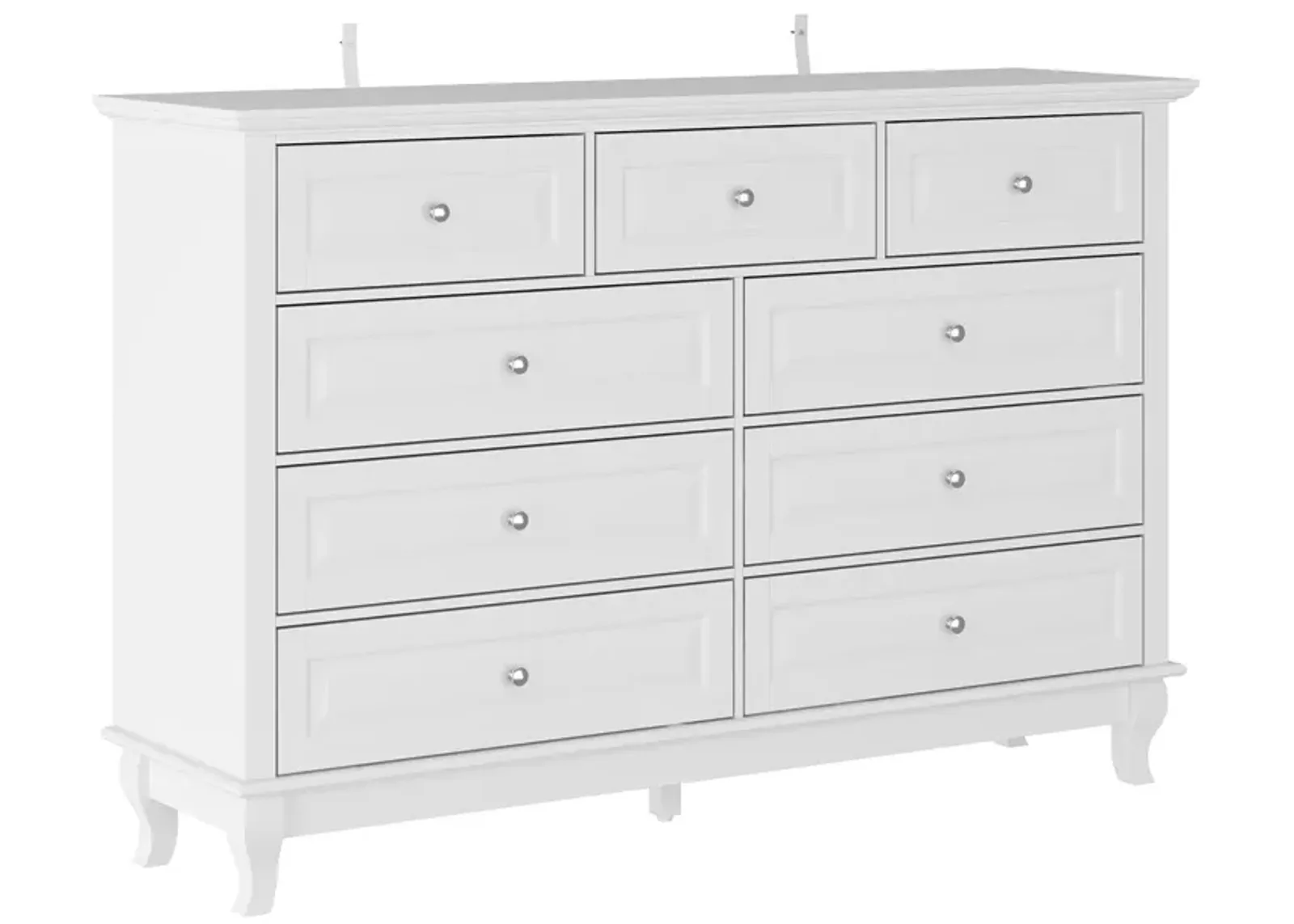 White Wooden 9-Drawer Chest of Drawers 55.1 in. W x 37 in. H x 15.7 in. D Console TV Stand, Modern European Style