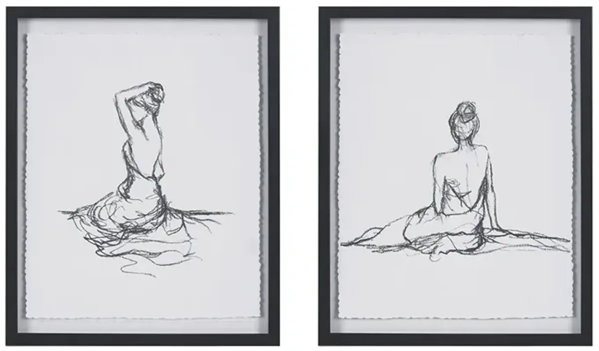 Gracie Mills Delia 2-Piece Woman Sketch Framed Wall Art Set