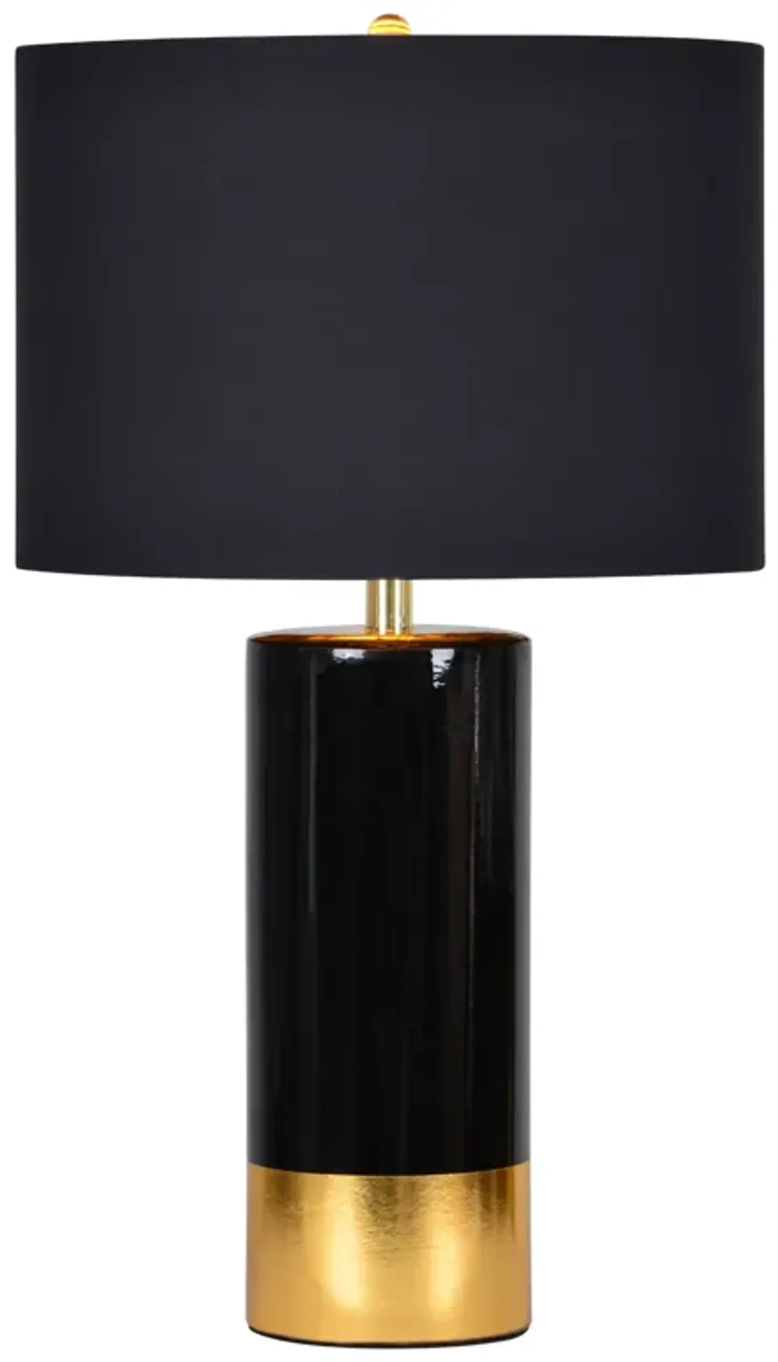 29" Black and Gold Ceramic Table Lamp with Drum Shade