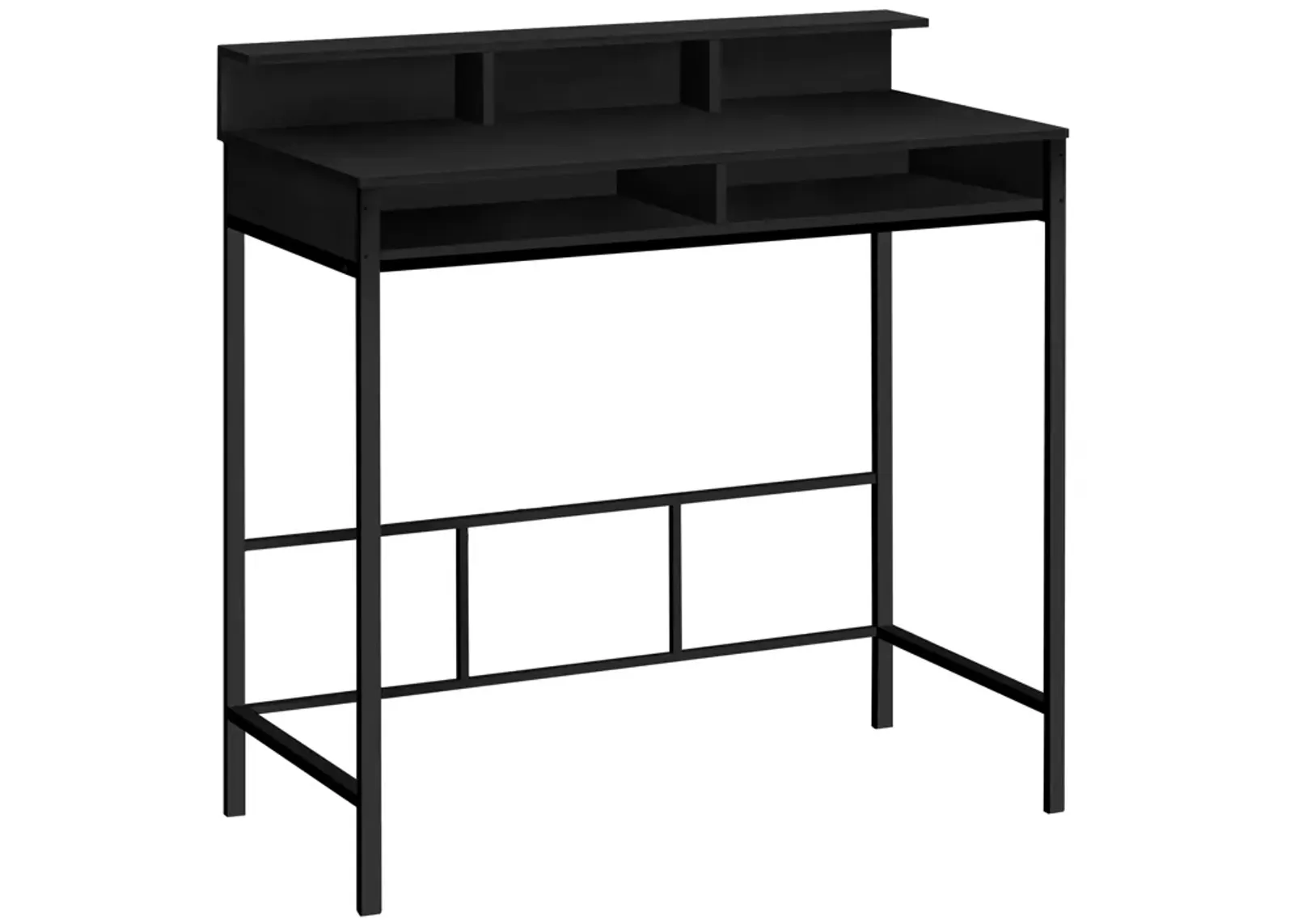 Monarch Specialties I 7700 Computer Desk, Home Office, Standing, Storage Shelves, 48"L, Work, Laptop, Metal, Laminate, Black, Contemporary, Modern