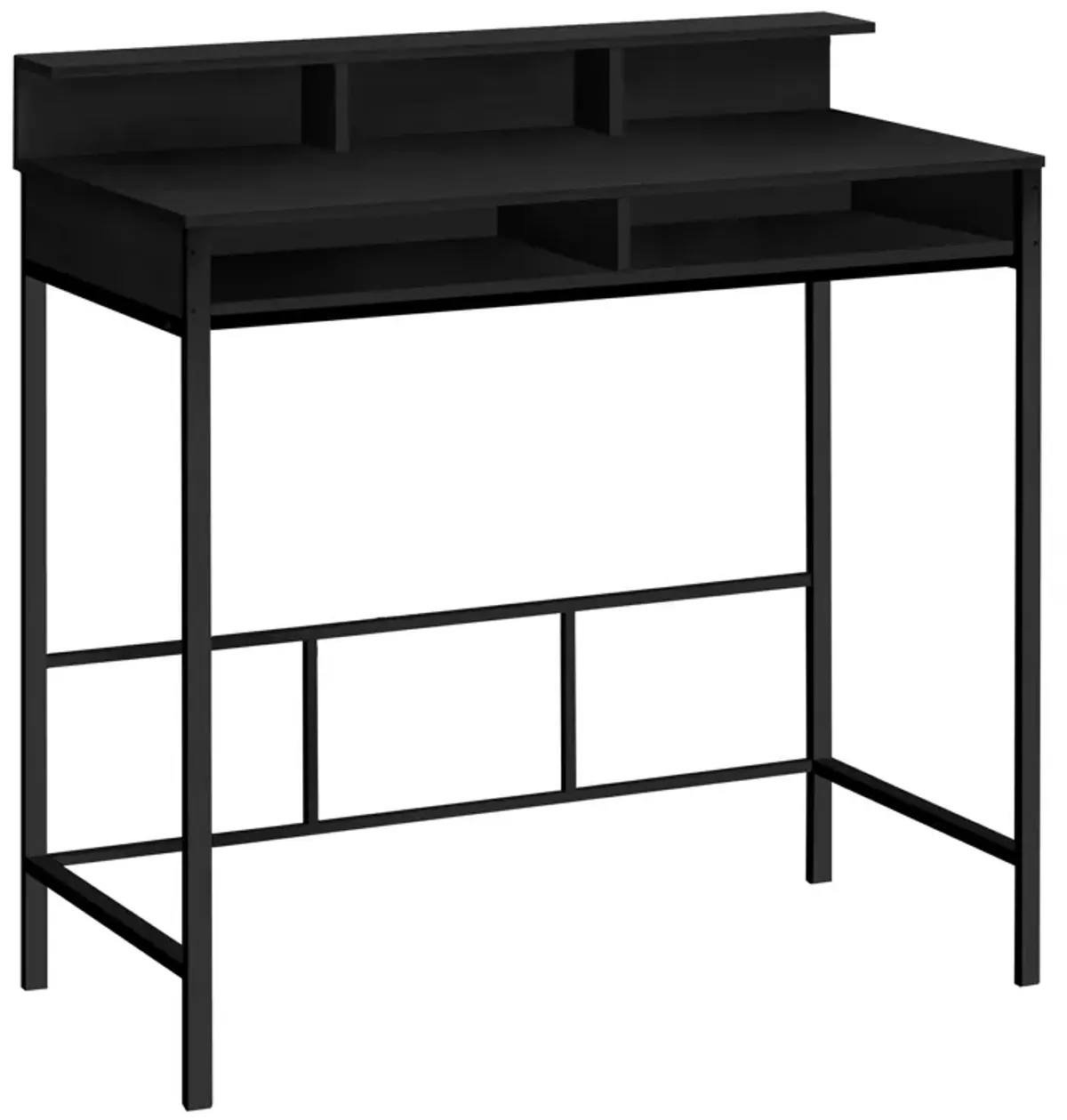 Monarch Specialties I 7700 Computer Desk, Home Office, Standing, Storage Shelves, 48"L, Work, Laptop, Metal, Laminate, Black, Contemporary, Modern