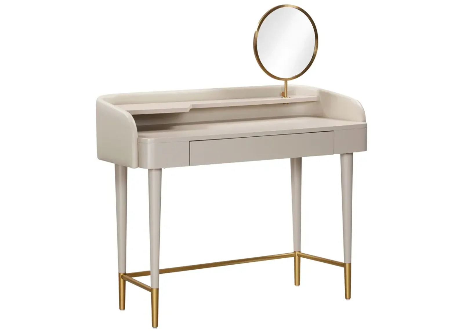 Penelope Taupe Vegan Leather Wrapped Vanity Desk