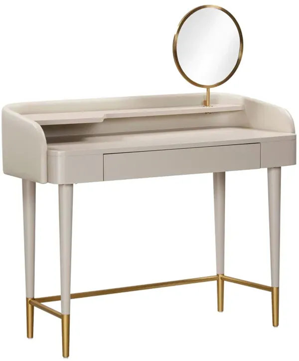 Penelope Taupe Vegan Leather Wrapped Vanity Desk