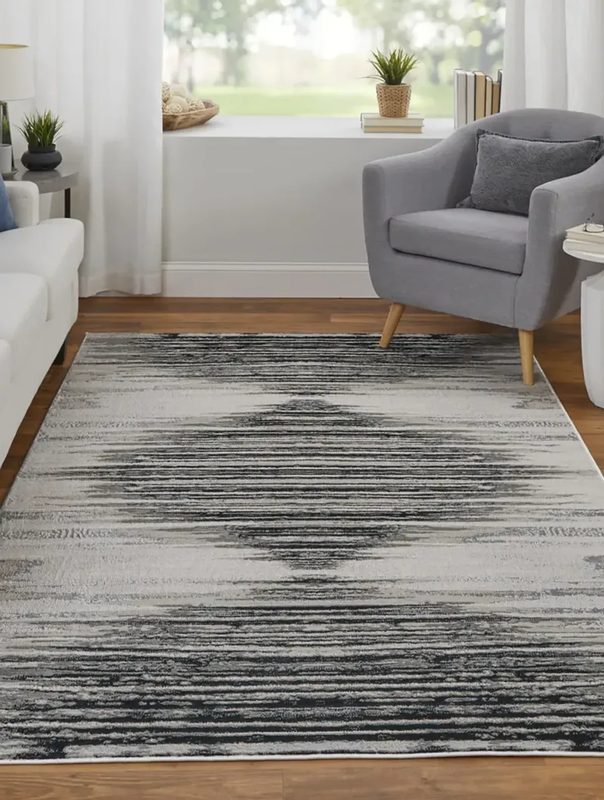 Micah 39LRF 12' x 18' Black/Silver/Taupe Rug