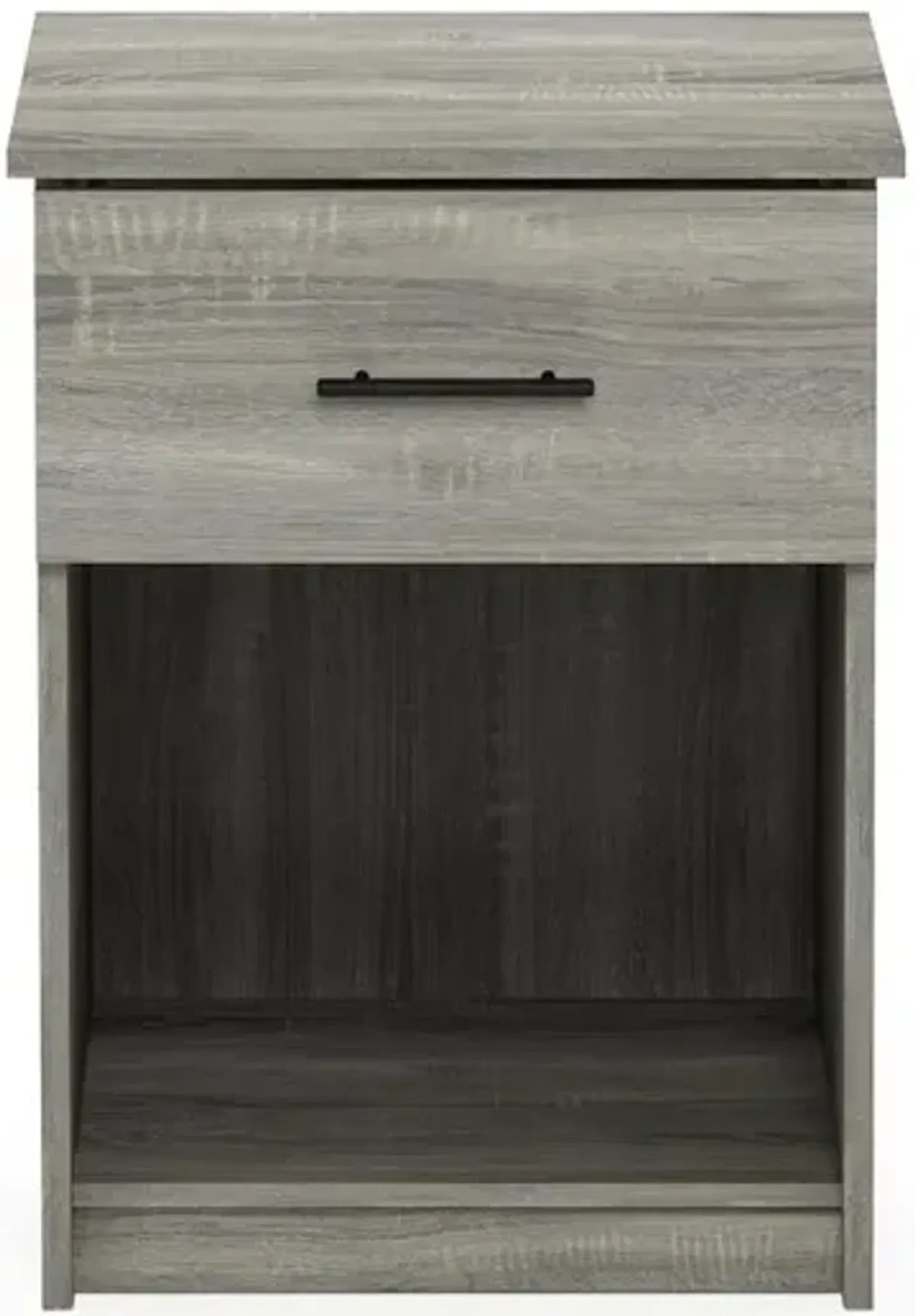 Furinno Tidur Nightstand with Handle with One Drawer, French Oak Grey