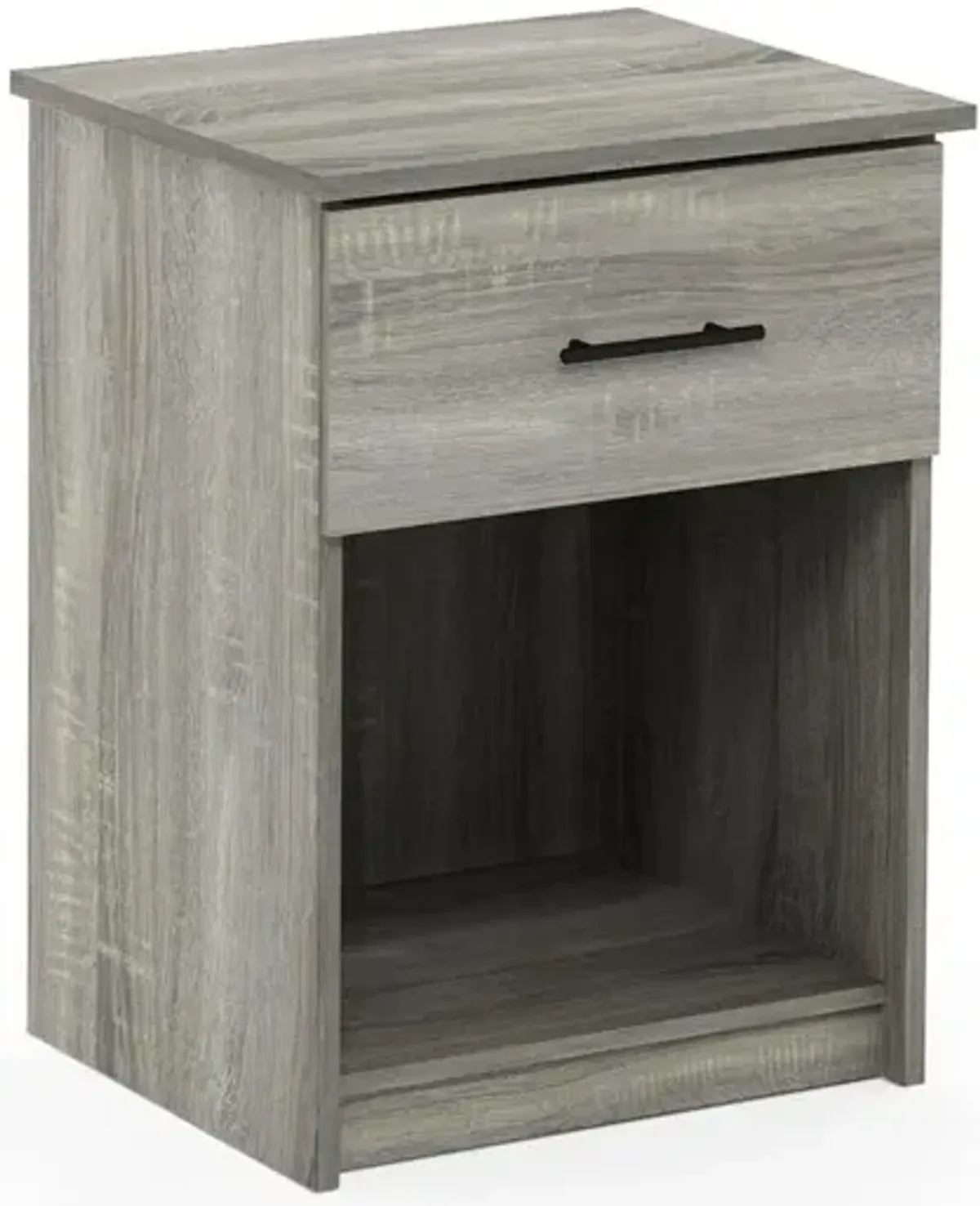 Furinno Tidur Nightstand with Handle with One Drawer, French Oak Grey