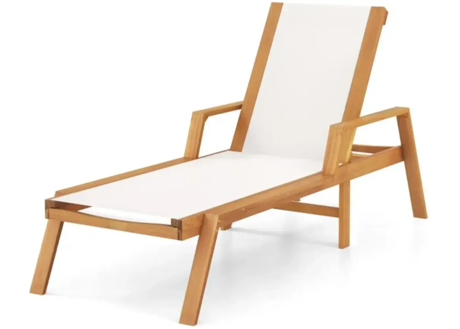 Hivvago Patio Chaise Lounge Chair with Armrests and Fabric Seat for Backyard