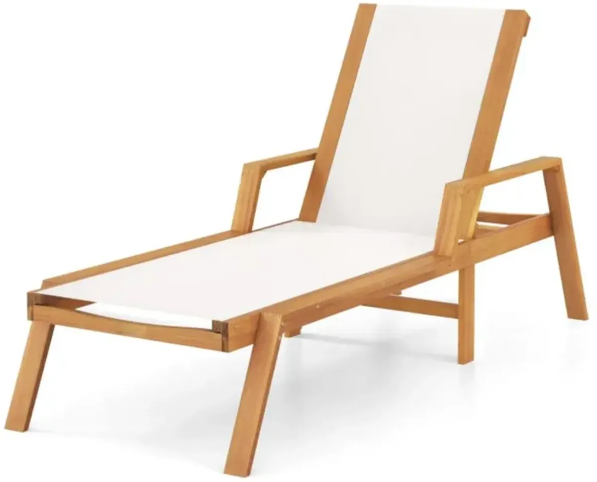 Hivvago Patio Chaise Lounge Chair with Armrests and Fabric Seat for Backyard