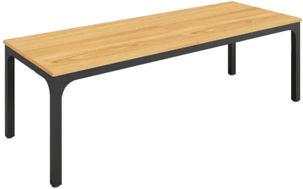 Lar Conference Table, 79 Inch Brown Rectangular Top, Black Metal Legs - Benzara