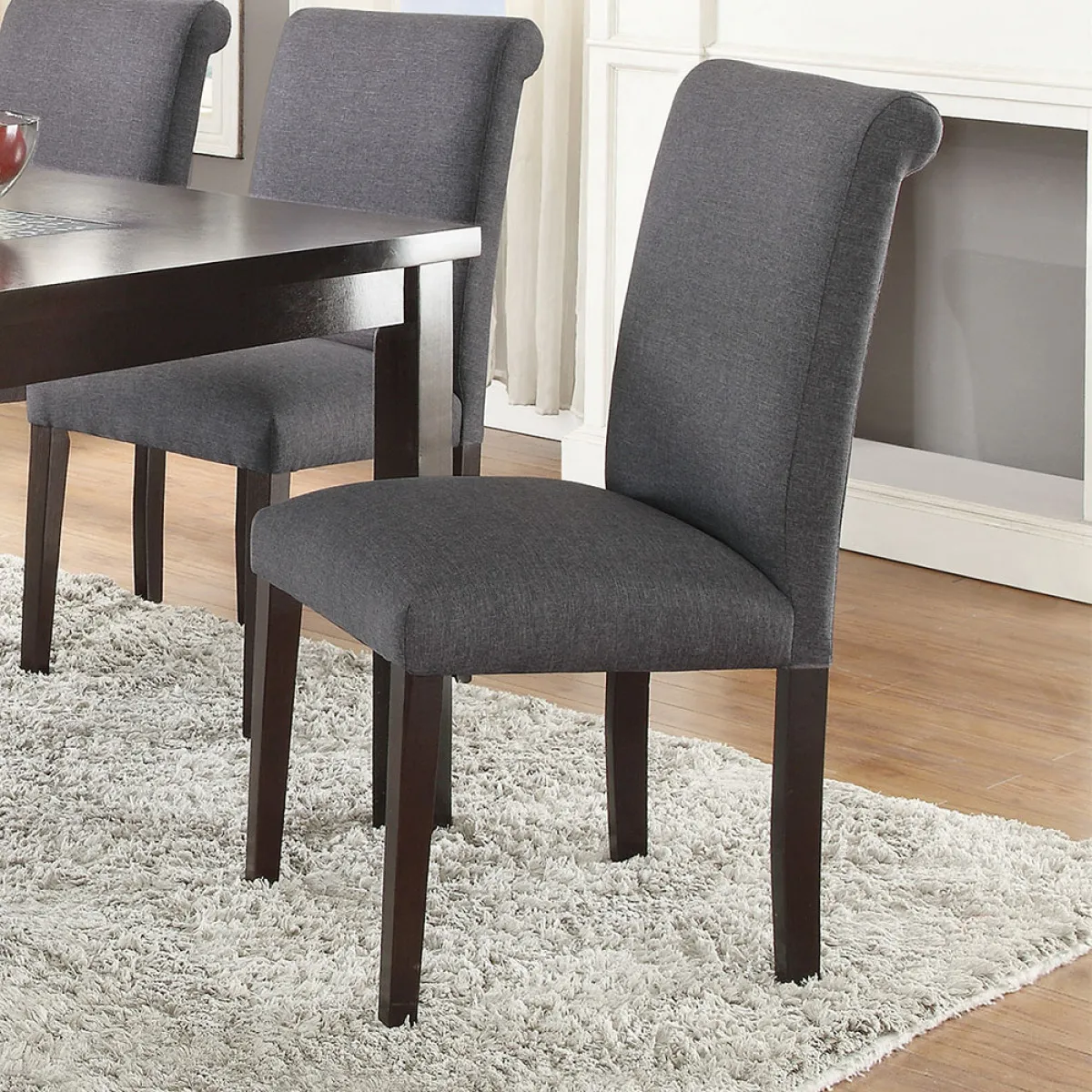 Blue Grey Fabric Dining Chairs, Set Of 2