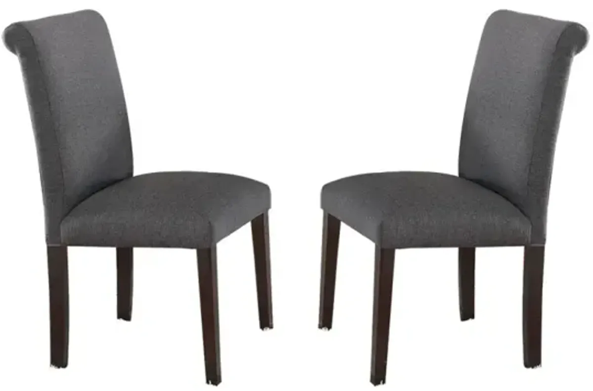 Blue Grey Fabric Dining Chairs, Set Of 2