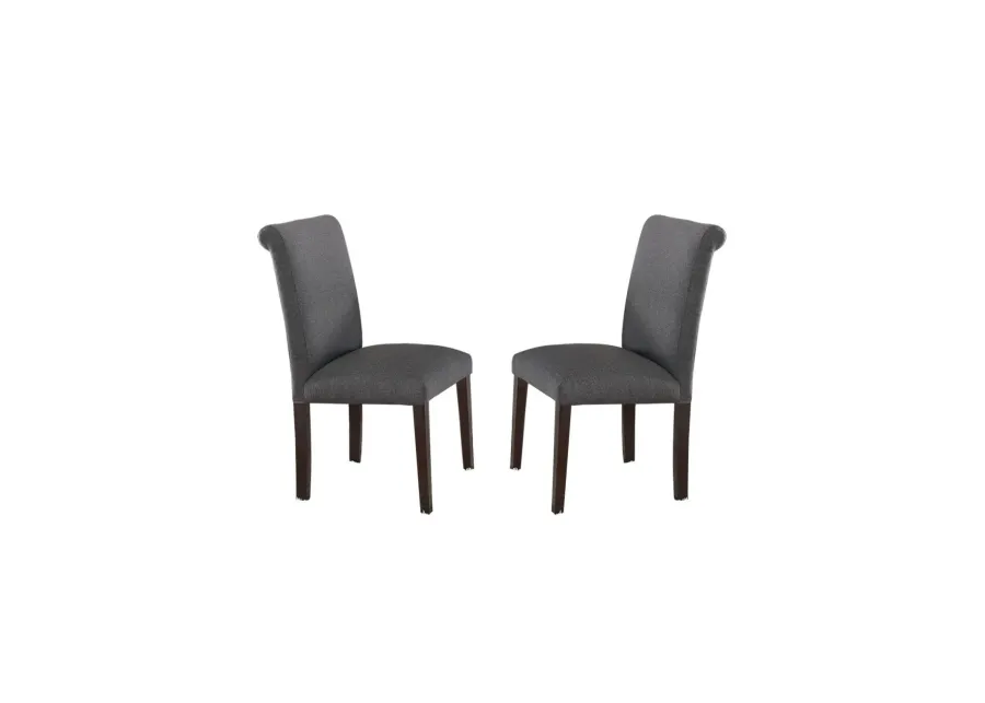 Blue Grey Fabric Dining Chairs, Set Of 2