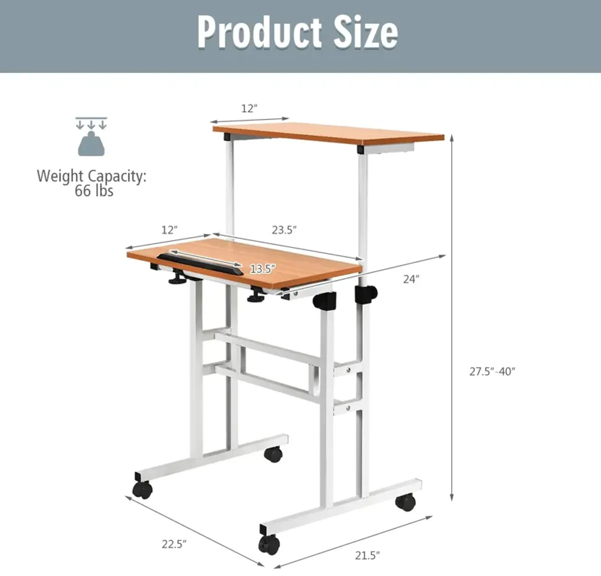 2 in 1 Height Adjustable Sit Standing Computer Desk