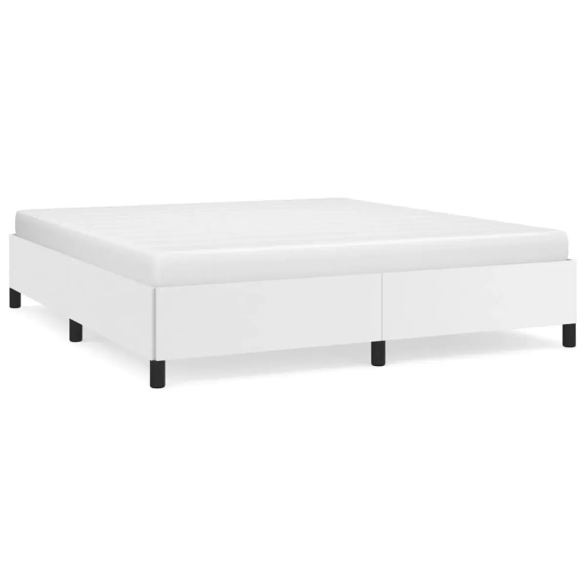 vidaXL White Faux Leather Bed Frame, California King Size, 72"x83.9", Luxurious Modern Design, Plywood & Engineered Wood Material