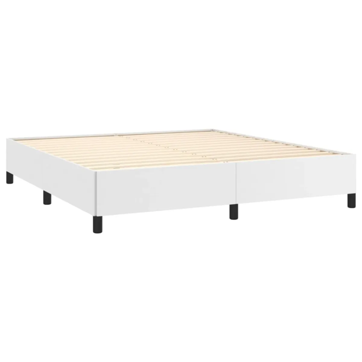 vidaXL White Faux Leather Bed Frame, California King Size, 72"x83.9", Luxurious Modern Design, Plywood & Engineered Wood Material