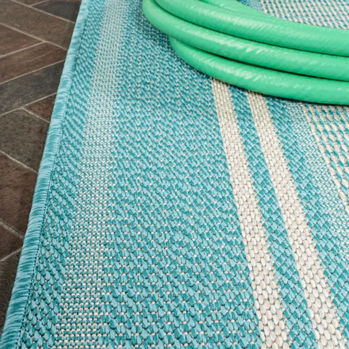 Haynes Modern Double Stripe Indoor/Outdoor Area Rug