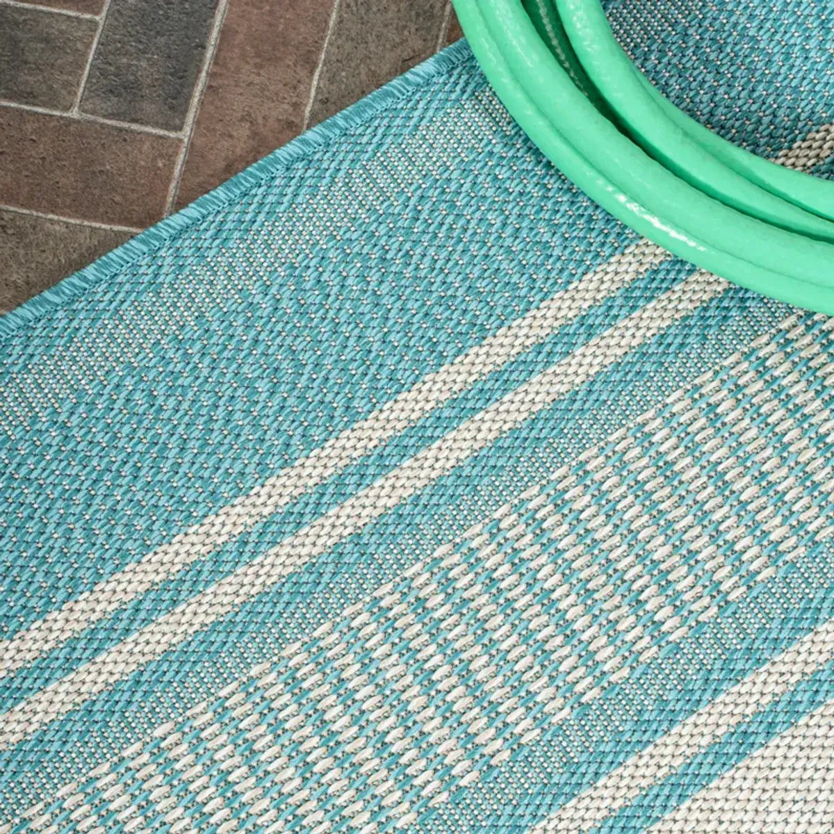 Haynes Modern Double Stripe Indoor/Outdoor Area Rug