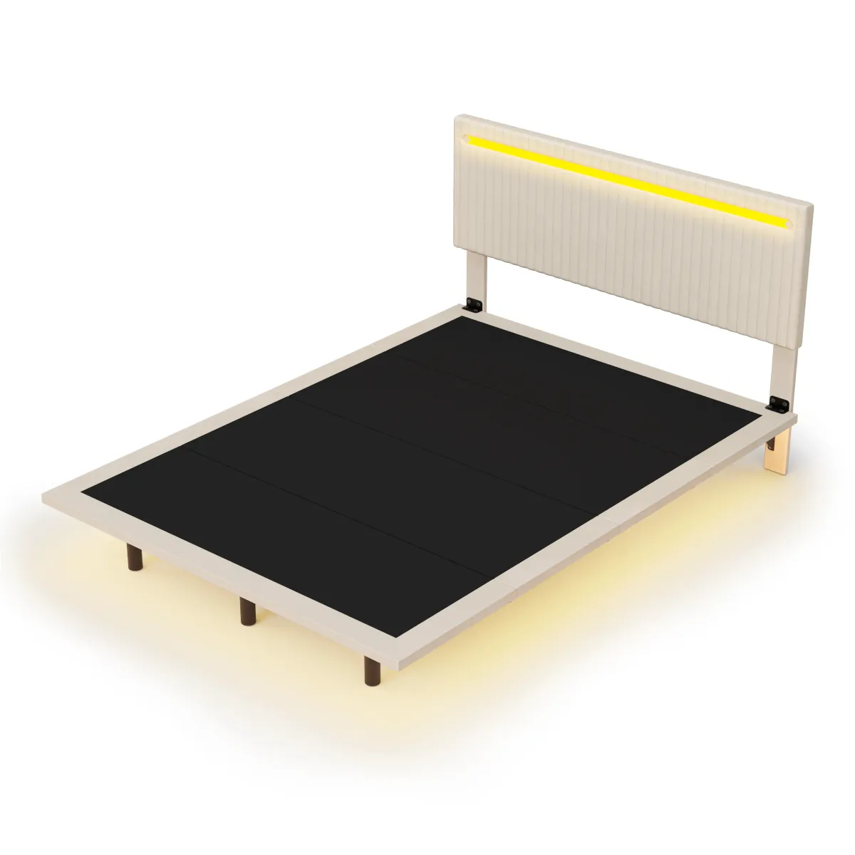 Merax Modern Upholstered Floating Bed Frame with LED Lights