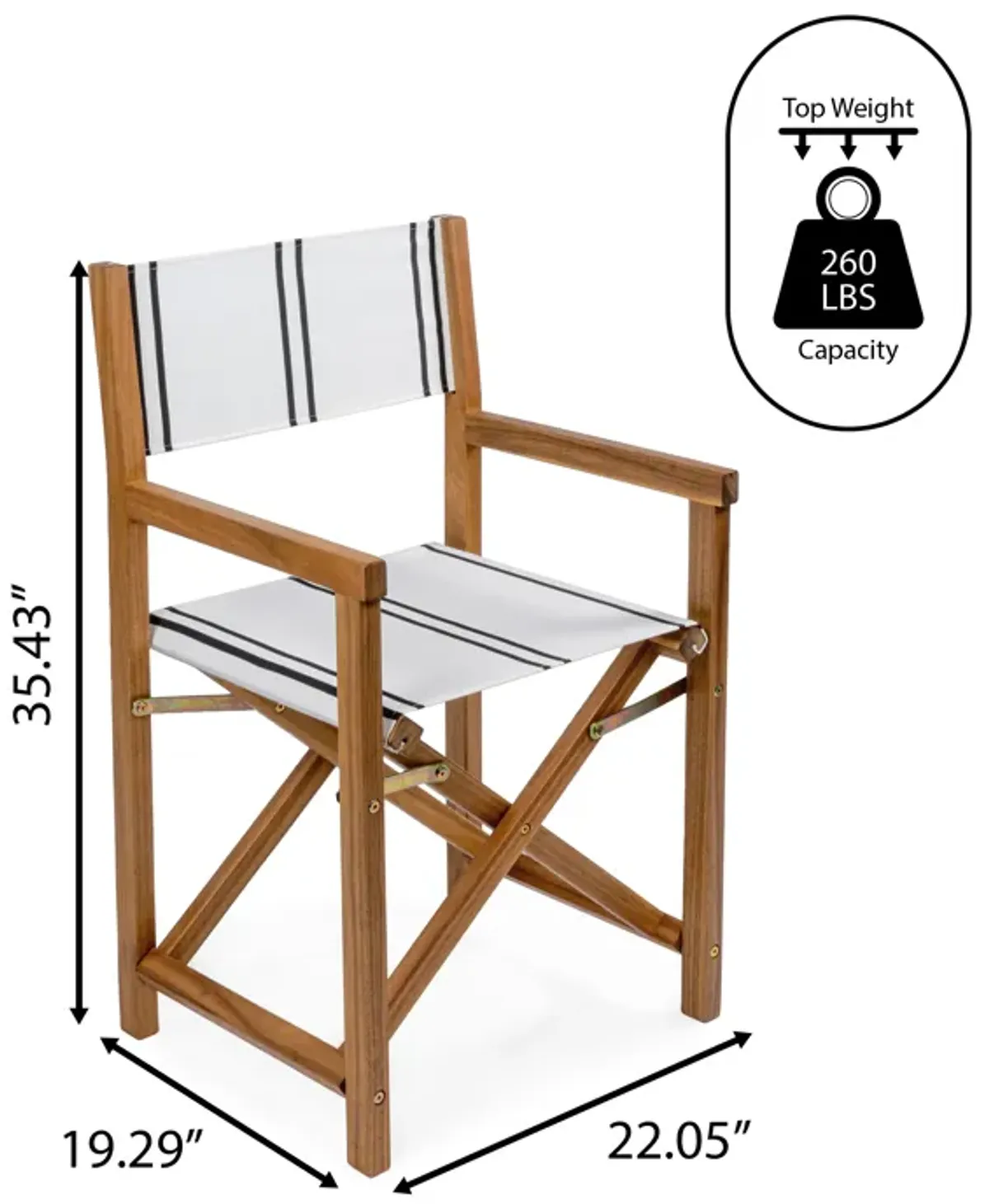 Cukor Classic Vintage Outdoor Acacia Wood Folding Director Chair with Canvas Seat