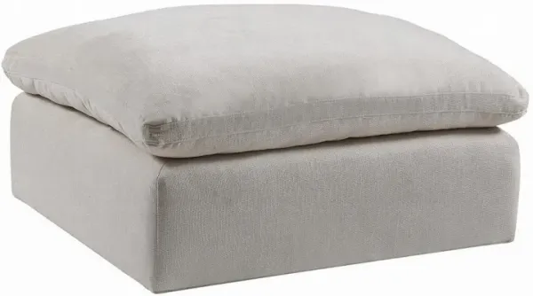Shar Modular Ottoman, Pillow Top Cushion, Plush Ivory Linen Fabric - Benzara