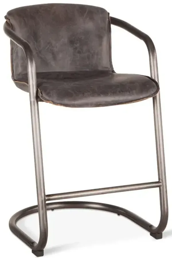 Belen Kox Distressed Antique Ebony Leather Counter Chairs, Set of 2, Belen Kox