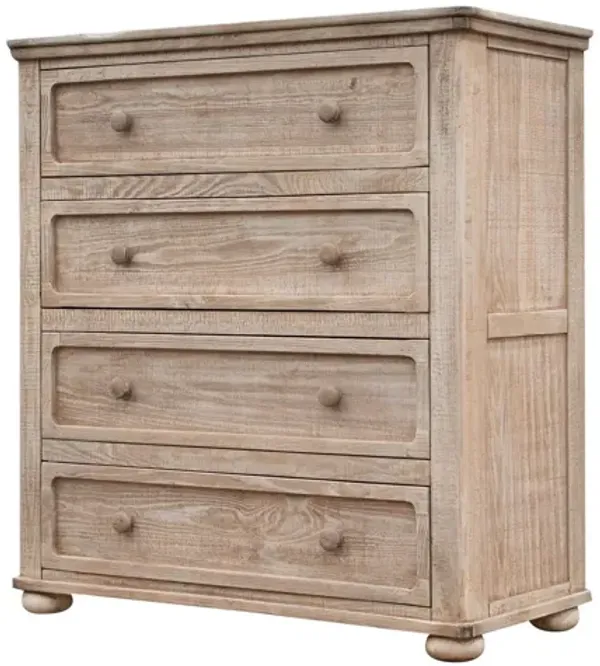 Benjara Nita 42 Inch Tall Dresser Chest, 4 Drawers, Solid Pine Wood, Natural Brown