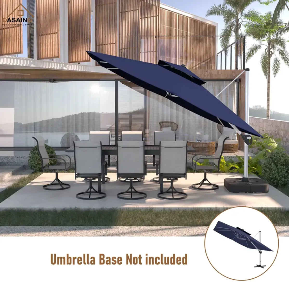 11FT Patio Umbrella Outdoor Square Double Top Umbrella (without Umbrella Base).