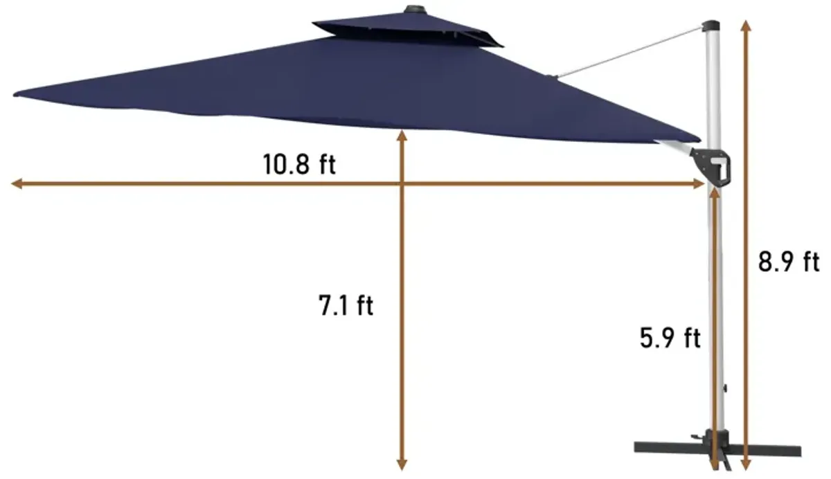 11FT Patio Umbrella Outdoor Square Double Top Umbrella (without Umbrella Base).