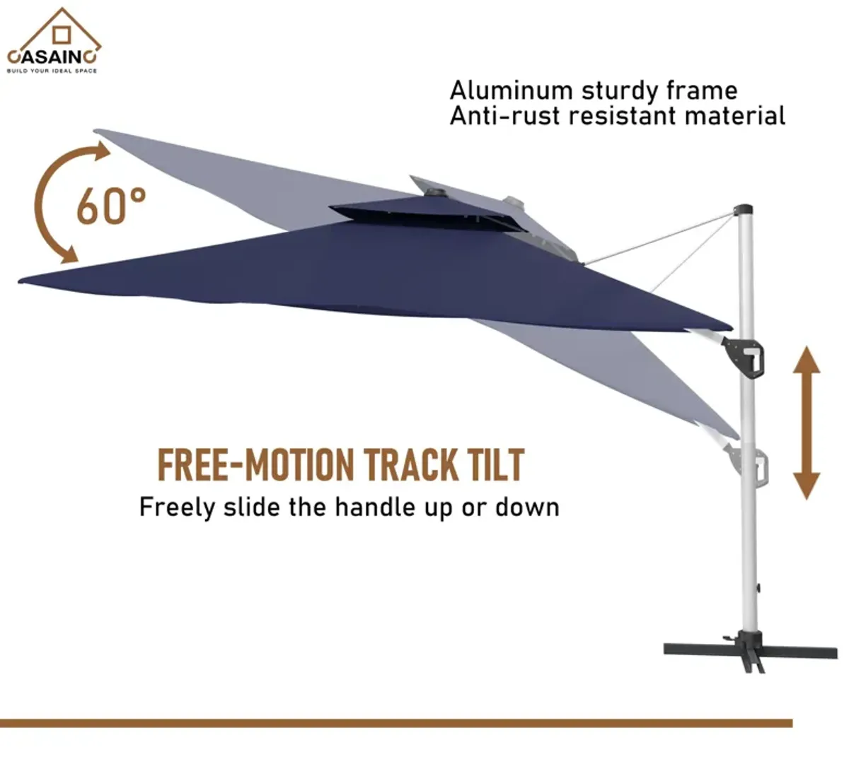 11FT Patio Umbrella Outdoor Square Double Top Umbrella (without Umbrella Base).