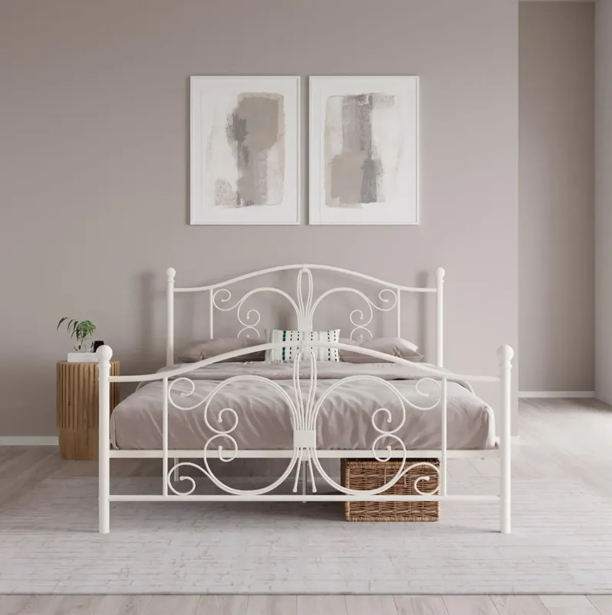 Atwater Living Bradford Metal Bed, White, Queen