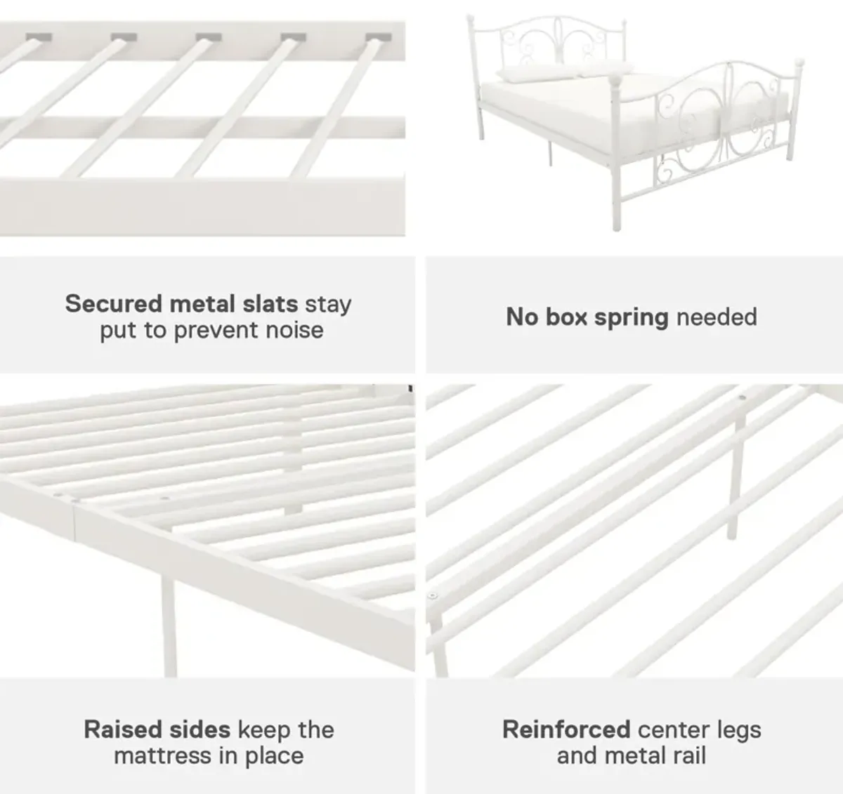 Atwater Living Bradford Metal Bed, White, Queen